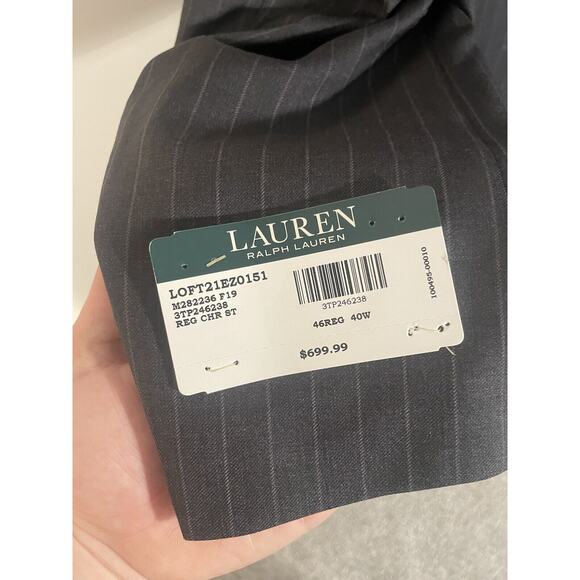 $699 NWT RALPH LAUREN ULTRAFLEX PINSTRIPE BLACK SUIT JACKET MEN’S 46R - Picture 9 of 14